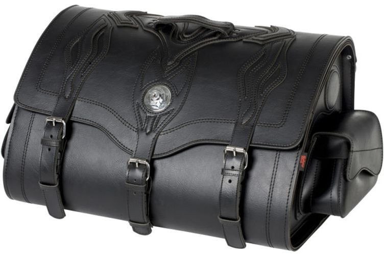 HIGHWAY HAWK Ledertasche Memphis, Large, Flammen Ziernähte (Stück)