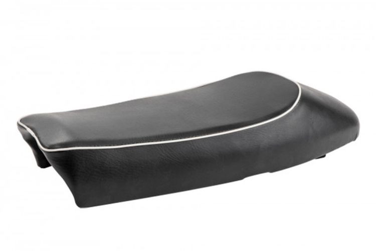 HIGHWAY HAWK Seat Cafe Racer Retro schwarz mit weißen Nähten Länge - 58cm Breite - 18.5/23.5cm, Höhe 10 cm (Stück)