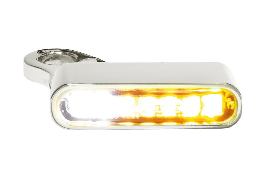 HeinzBikes LED Armaturen Blinker-Positionslicht-Kombination SPORTSTER Modelle 14-, silber (Paar)