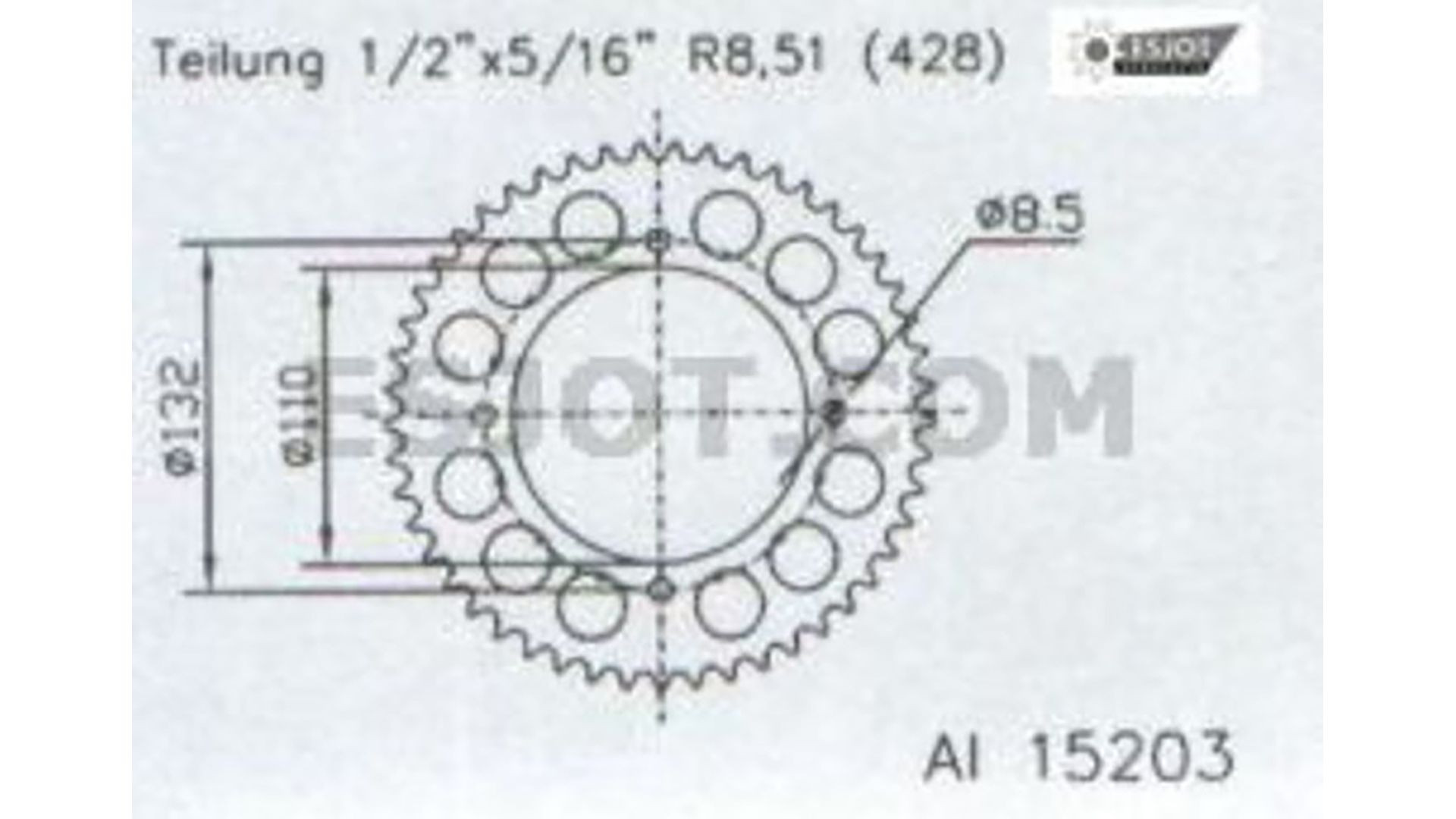 ESJOT Kettenrad, 49 Zähne, 428er Teilung (1/2x5/16), Alu