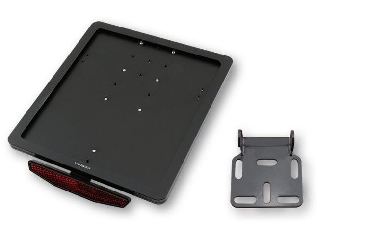 HIGHSIDER CNC Kennzeichen Halteplatte mit Uni- Halter Typ 2, schwarz eloxiert (Set)