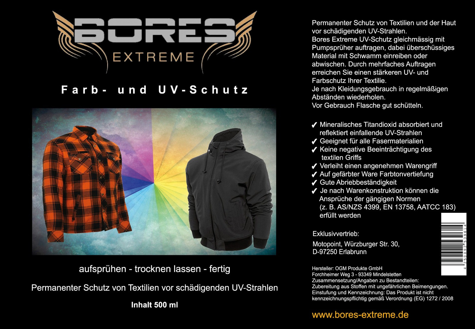 Bores Extreme - Farb und UV Schutz - für alle Textilien  500ml (39,96€/L)