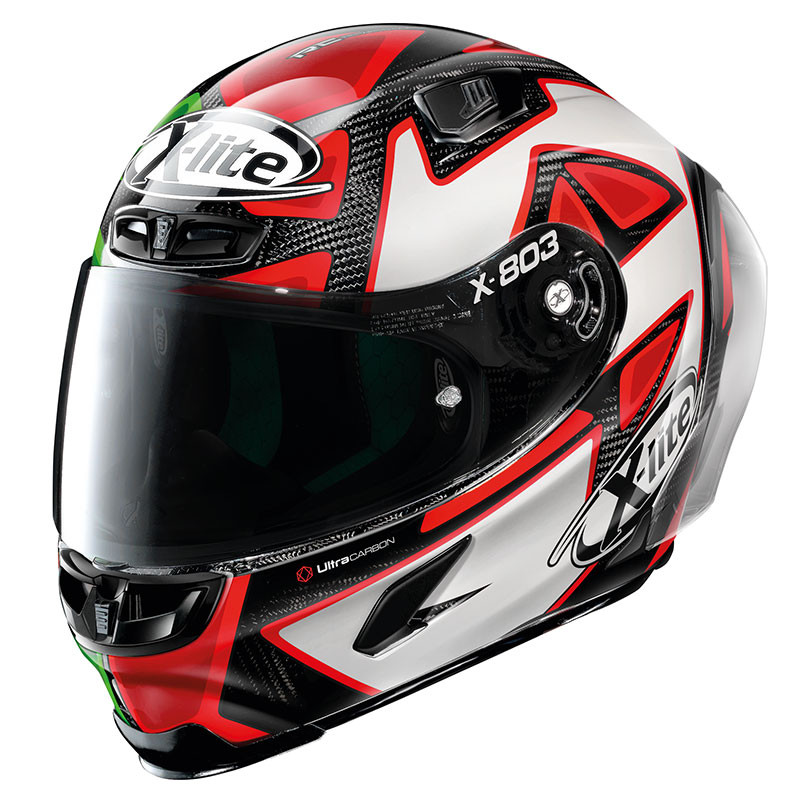 X-lite Integralhelm X-803 RS ULTRA CARBON REPLICA D.PETRUCCI MISANO, Carbon/Red Green 28 Gr: 2XS-2XL