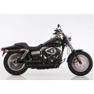 FALCON Double Groove Auspuffanlage +Kat schwarz-matt EG-BE passt für Harley Davidson Street Bob, Wide Glide, Fat Bob, Low Rider, 