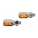 HIGHSIDER CNC LED Blinker LITTLE BRONX, silber, getöntes Glas, E-geprüft, Paar
