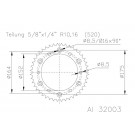 ESJOT Kettenrad 51 Zähne Alu 520er Teilung (5/8x1/4) (Stück)