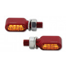HIGHSIDER CNC LED Blinker LITTLE BRONX, rot, getöntes Glas, E-geprüft, Paar