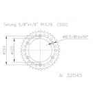ESJOT Kettenrad 50 Zähne Alu 520er Teilung (5/8x1/4) (Stück)
