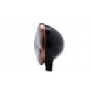 SHIN YO 5 3/4 Zoll Scheinwerfer Bates Style, schwarz seidenmatt, Ring Kupferoptik (Stück)